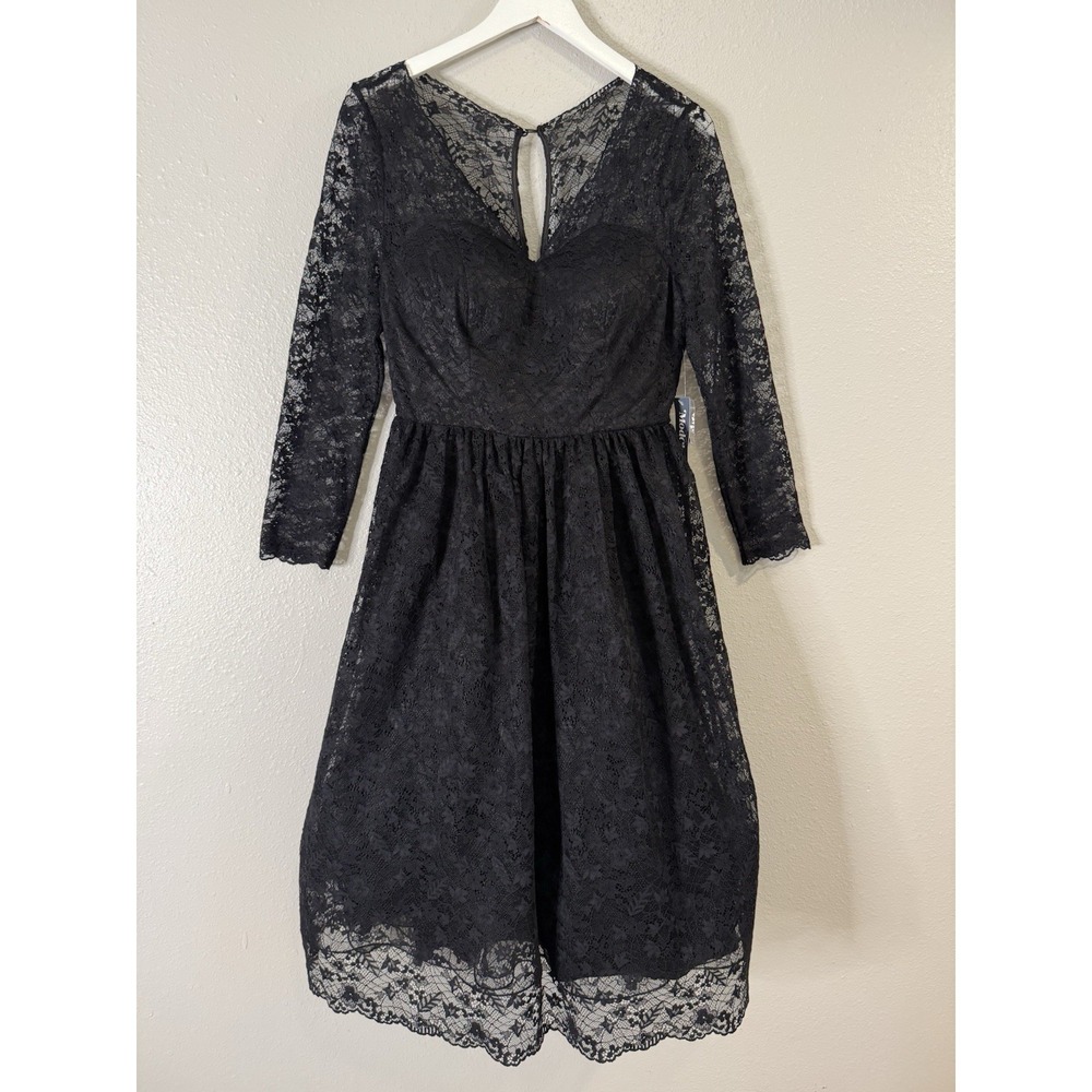 ModCloth NWT Black Lace‎ Evermore Enchanted Retro 50s Pin Up Fit Flare Dress 8